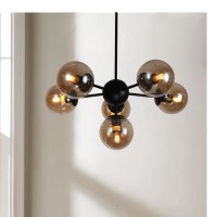 Warehouse Of Tiffany Wra003 Ementi Matte Black 6-Light Chandelier, 24.41