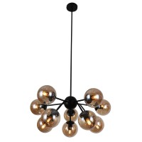 Warehouse Of Tiffany Wra004 Sagi Matte Black 10-Light Chandelier, 25.59