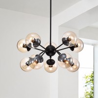 Warehouse Of Tiffany Wra004 Sagi Matte Black 10-Light Chandelier, 25.59