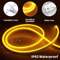 Inextstation Neon Led Strip Lights Yellow, 16.4Ft/5M Neon Light Strip 12V Silicone Waterproof Flexible Led Neon Lights For Bedroom Festival Party Neon Sign Diy Decor (Power Adapter Not Included)