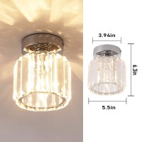 Jaycomey Mini Flush Mount Ceiling Lamp,Crystal Close To Ceiling Light,1-Light Round Chrome Pendant Lighting Fixtures For Home Entryway Kitchen