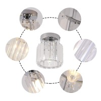 Jaycomey Mini Flush Mount Ceiling Lamp,Crystal Close To Ceiling Light,1-Light Round Chrome Pendant Lighting Fixtures For Home Entryway Kitchen