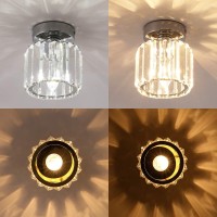 Jaycomey Mini Flush Mount Ceiling Lamp,Crystal Close To Ceiling Light,1-Light Round Chrome Pendant Lighting Fixtures For Home Entryway Kitchen