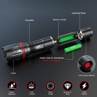 Hausbell Led A100 Flashlight Pack -4 Bright, Zoomable Tactical Flashlights Flash Light With High Lumens And 5 Modes For Emergency And Outdoor Use -Camping Accessories