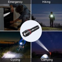 Hausbell Led A100 Flashlight Pack -4 Bright, Zoomable Tactical Flashlights Flash Light With High Lumens And 5 Modes For Emergency And Outdoor Use -Camping Accessories