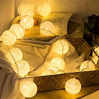 Anordsem Cotton Lights Battery Operated String Ball Light Hanging For Bedroom Indoor Decor Led Fairy Lantern Cozy Lighting Ki