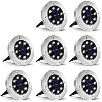 Solar In Ground Lights, 8 Led Solar Lights Outdoor, Solar Powered Outdoor Lights For Pathway Lawn Yard Graden Patio Walkway Waterproof In-Ground Light- Bright White (8 Packs Solar Ground Light)