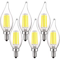 Luxrite Vintage Candelabra Led Bulb 60W Equivalent, 550 Lumens, 5000K Bright White, Led Chandelier Light Bulbs 5W, Dimmable, Flame Tip Clear Glass, Filament Led Candle Bulbs, E12 Base (6 Pack)