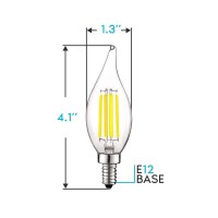 Luxrite Vintage Candelabra Led Bulb 60W Equivalent, 550 Lumens, 5000K Bright White, Led Chandelier Light Bulbs 5W, Dimmable, Flame Tip Clear Glass, Filament Led Candle Bulbs, E12 Base (6 Pack)