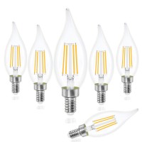 Sailstar Dimmable Led Candelabra Bulbs,60W Equivalent,4000K Daylight White,4 Watt Chandelier Light Bulb,Led Edison Bulb,E12 Base Filament Flame Tip,500 Lumen,6 Pack