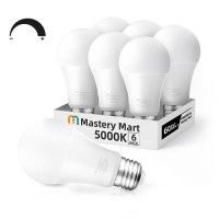 Mastery Mart Led Light Bulbs 10 Watt [60 Watt Equivalent], A19 - E26 Dimmable, 5000K Daylight White, 800 Lumens, Medium Screw Base, Energy Star, Ul Listed (Pack Of 6)