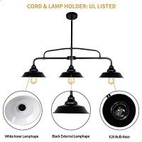 Puzhi Home Black Pendant Lighting Fixture, 3-Lights Modern Farmhouse Chandelier With Metal Island Lights For Kitchen For Dining Room Hallway Pool Table