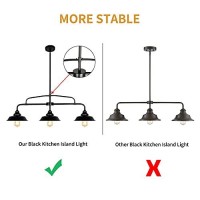 Puzhi Home Black Pendant Lighting Fixture, 3-Lights Modern Farmhouse Chandelier With Metal Island Lights For Kitchen For Dining Room Hallway Pool Table