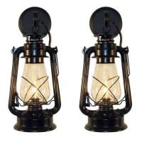 Rustic Lantern Wall Mounted Set - Large Black