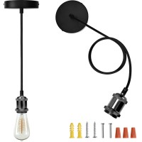 Jackyled Pendant Light Kit Ul Listed Canopy Kit Copper Socket E26 E27 Lampholder Black Woven Fabric Pendant Light Cord Adjustabl