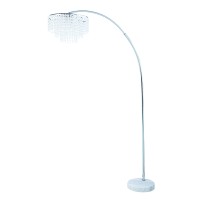 Benjara Silver And White Crystal Accented Tiered Metal Floor Lamp With Marble Base