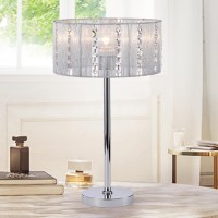 Warehouse Of Tiffany Lotti Chrome Fabric Crystal Table Lamp Tl1201