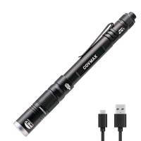 Covmax Rechargeable Pen Light Flashlight Ip67 Waterproof With Pocket Clip 4-Zoomable, Prefect For Inspection,Work,Repair