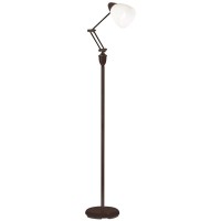 Ottlite Webster Adjustable Led Floor Lamp - Metal Bronze Painted Finish, Modern Contemporary Design, Adjustable Glass Shade, Floor Step Switch, For Reading & Crafting