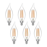 Helloify 60W Equivalent Dimmable 5.5W Ba11(Cf35) Vintage Led Edison Filament Candles Light Bulbs 500 Lumens Clear Glass Candelabra/Chandelier Bulbs, Soft White 2700K, E12 Screw Base, Pack Of 6