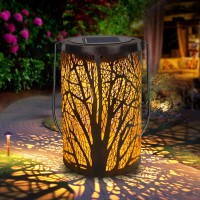 Deaunbr Solar Lantern Outdoor Lights For Decorative Atmosphere Hanging Garden Lantern Cylindrical Table Lamp Night Light Warm Lighting For Courtyard, Party, Walkway,Terrace, Garden, Lawn (1 Pack)