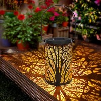 Deaunbr Solar Lantern Outdoor Lights For Decorative Atmosphere Hanging Garden Lantern Cylindrical Table Lamp Night Light Warm Lighting For Courtyard, Party, Walkway,Terrace, Garden, Lawn (1 Pack)