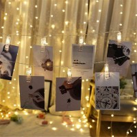 Dopheuor Photo Clip String Lights Led Fairy Clip String Lights Hanging Photo Pictures Battery Operated For Gifts Patio Christmas