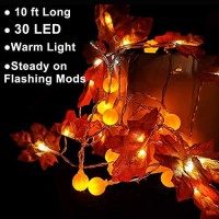 Fall Decoration For Home,30 Led Fall Garland With Lights Pumpkin Maple Leaf String Lights For Halloween Thanksgiving Party Indoor Outdoor Decor