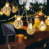 Ussea Solar , 50 Led 24Ft 8 Modes Waterproof String Lights Outdoor Fairy Lights Globe Crystal Balls Decorative Lighting For Garden Yard Home Party Wedding Christmas Decoration