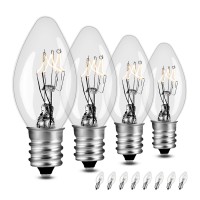 Ledesign 7 Watt Night Light Replacement Bulbs, Salt Lamp Light Bulb, Plug-In Night Light, Electric Window Candle Bulb, Night Lamps &Christmas Lights Incandescent E12 Socket C7, 12 Packs