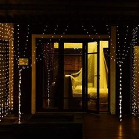 Mashang Led Curtain Lights, 9.8 X 9.8 Ft, 8 Modes Fairy String Lights, Usb Powered Christmas Twinkle Lights For Bedroom, Parties, Wedding Backdrop, Dorm, Patio And More - Warm White