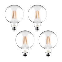 Helloify 60W Equivalent Dimmable 5.5W Decorative Globe Vintage Led Edison Filament Bulbs, 500 Lumens, Clear Glass, Soft White 2700K, E26 Screw Base, Pack Of 4