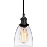 Gladfresit Kitchen Pendant Lighting For Island, Industrial Edison Hanging Light With Clear Glass, Adjustable Nylon Core Ceramic Holder Lighting Fixture Indoor For Dining Room (Bulb Not Included)