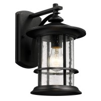 Micsiu Outdoor Wall Light Fixture Exterior Wall Mount Lantern Waterproof Vintage Wall Sconce With Clear Seedy Glass For Front Porch, Patio, Backyard, Textured Black (1 Pack)