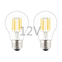 Opalray Dc 12V-24V Low Voltage Input Led Bulb, Classic A19(A60) Style, 6W 600Lm, Dimmable With 12V Pwm Dc Dimmer, E26 Medium Base Lamp, Warm White Light, 60W Incandescent Equivalent, 12V Power, 2 Pack