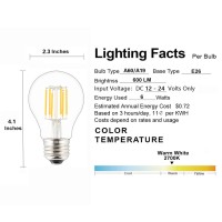 Opalray Dc 12V-24V Low Voltage Input Led Bulb, Classic A19(A60) Style, 6W 600Lm, Dimmable With 12V Pwm Dc Dimmer, E26 Medium Base Lamp, Warm White Light, 60W Incandescent Equivalent, 12V Power, 2 Pack