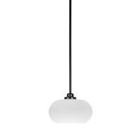 Odyssey 1 Light Mini Pendant In Matte Black Finish With 10 White Muslin Glass