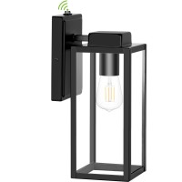 Large Size Outdoor Wall Lantern 16 Inch, Dusk To Dawn Waterproof Exterior Wall Sconce Light Fixture, Anti-Rust Wall Mount Light With Clear Glass Shade, Matte Black Wall Lamp With E26 Socket For Porch