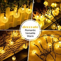 Solar String Lights Outdoor 50 Led Solar Crystal Ball Lights, Solar Powered Globe String Waterproof Decorative Lights With 8 Modes For Patio, Garden, Wedding, Christmas Decorations(Warm White)