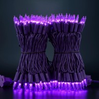 Yuletime Purple Led Christmas Lights With Purple Wire 66 Feet 200 Count Ul Certified Commercial Grade Led Holiday String Light