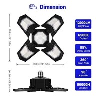 Aysemo 150W Led Light Bulb, Deformable Garage Light Fixture, Shop Light With 6 Adjustable Panels, E26/E27 Screw In Garage Light Bulbs For Workshop Basement