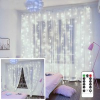 Yeoleh String Lights Curtain,Usb Powered Fairy Lights For Bedroom Wall Party,8 Modes & Ip64 Waterproof Ideal For Outdoor Wedding Decor (White,7.9Ft X 5.9Ft)