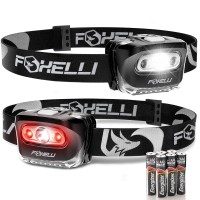 Foxelli Led Headlamp Flashlight For Adults Kids Running Camping Hiking Head Lamp With White Red Light Lightweight Waterp