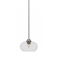 Odyssey 1 Light Mini Pendant In Brushed Nickel Finish With 10 Clear Bubble Glass