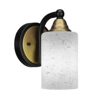 Paramount 1 Light Wall Sconce In Matte Black And Brass Finish With 4 White Muslin Glass