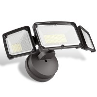 Amico Led Flood Lights Outdoor 3500Lm Security Light, 30W Bright Outdoor Flood Light, 5000K Daylight White, Ip65 Waterproof 3 Adjustable Heads For Garage, Backyard, Patio, Garden, Porch&Stair(Brown)