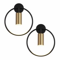 Kco Lighting Modern Wall Sconces 1-Light Wall Mounted Light Mid Century Wall Decor Lighting Lamp Circular Bedroom Light Fixture (Gold, 2 Pack)