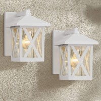 John Timberland Elkins Country Cottage Outdoor Wall Light Fixtures Set Of 2 White Metal 7 1/2