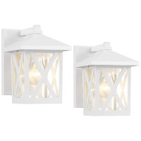 John Timberland Elkins Country Cottage Outdoor Wall Light Fixtures Set Of 2 White Metal 7 1/2