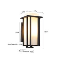 Eeru Outdoor Exterior Wall Sconce Outdoor Wall Lanterns As Porch Lighting Fixtures Wall Mount Weather & Rust Resistant Black Finish With Frosted Glass For Exterior House Front Porch Garage Driveway